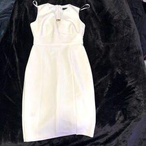 Donna Karen white with gold accent dress